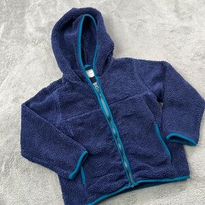 Hanna Andersson 110 5 Blue Sherpa Fleece Full Zip Hoodie Sweater Coat